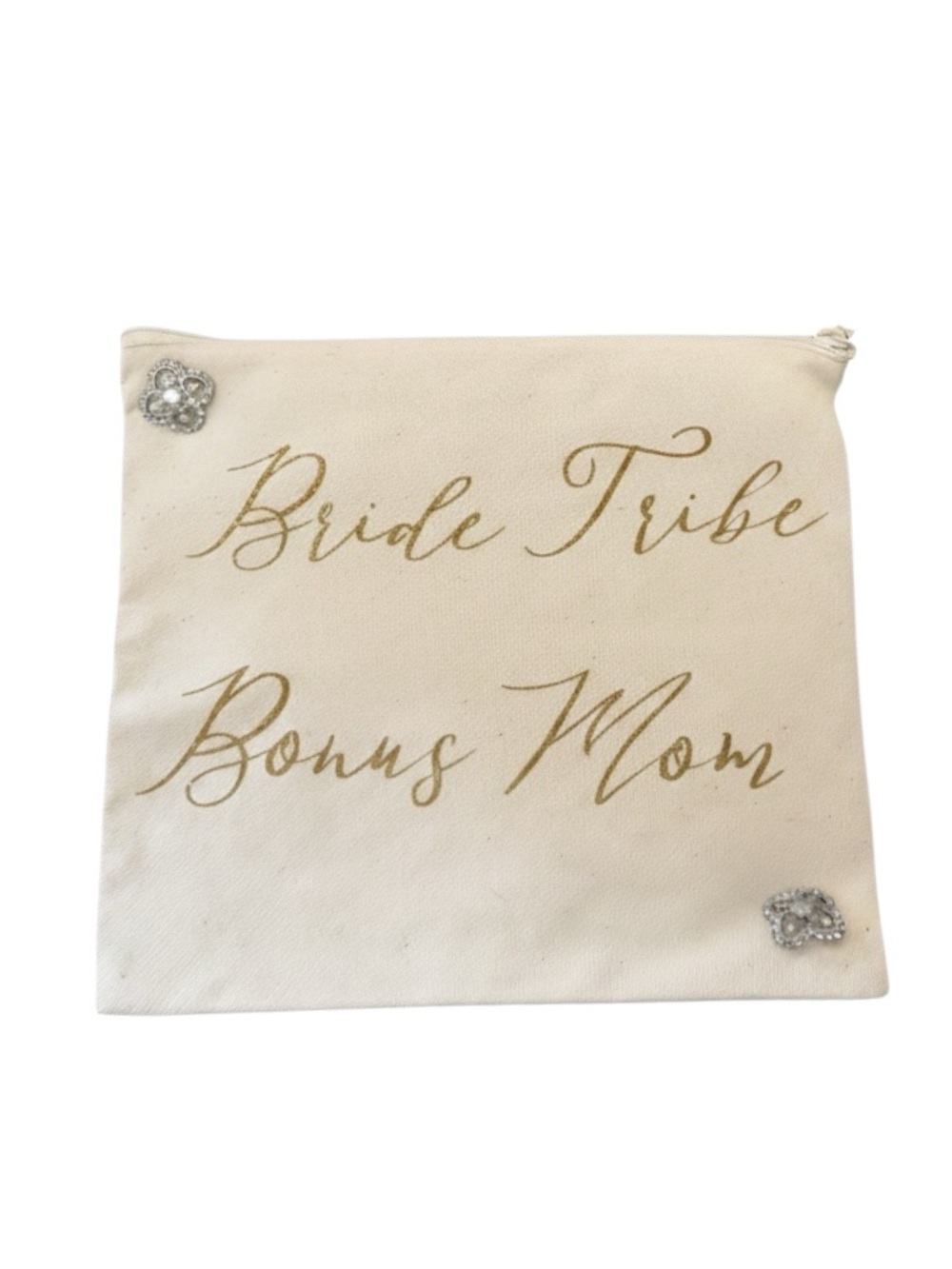 Bride Tribe Bonus Mom Cream Bridal Cosmetic Bag Pouch